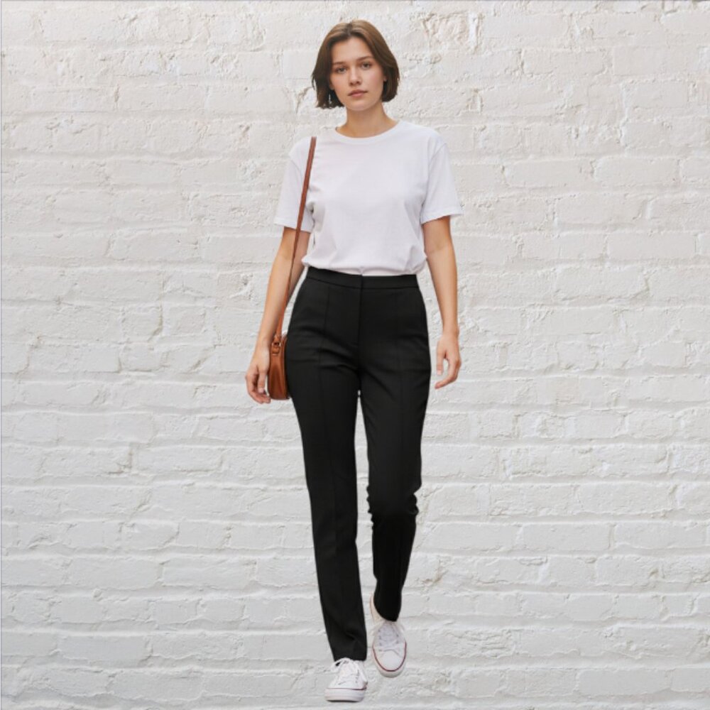 VINTAGE GAP -- Dress Pants, Black, Straight Leg, Side Button and Zip, Tall